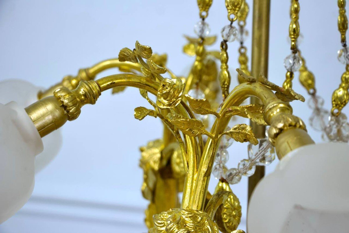 Louis XVI Style Gilt Bronze Chandelier-photo-6