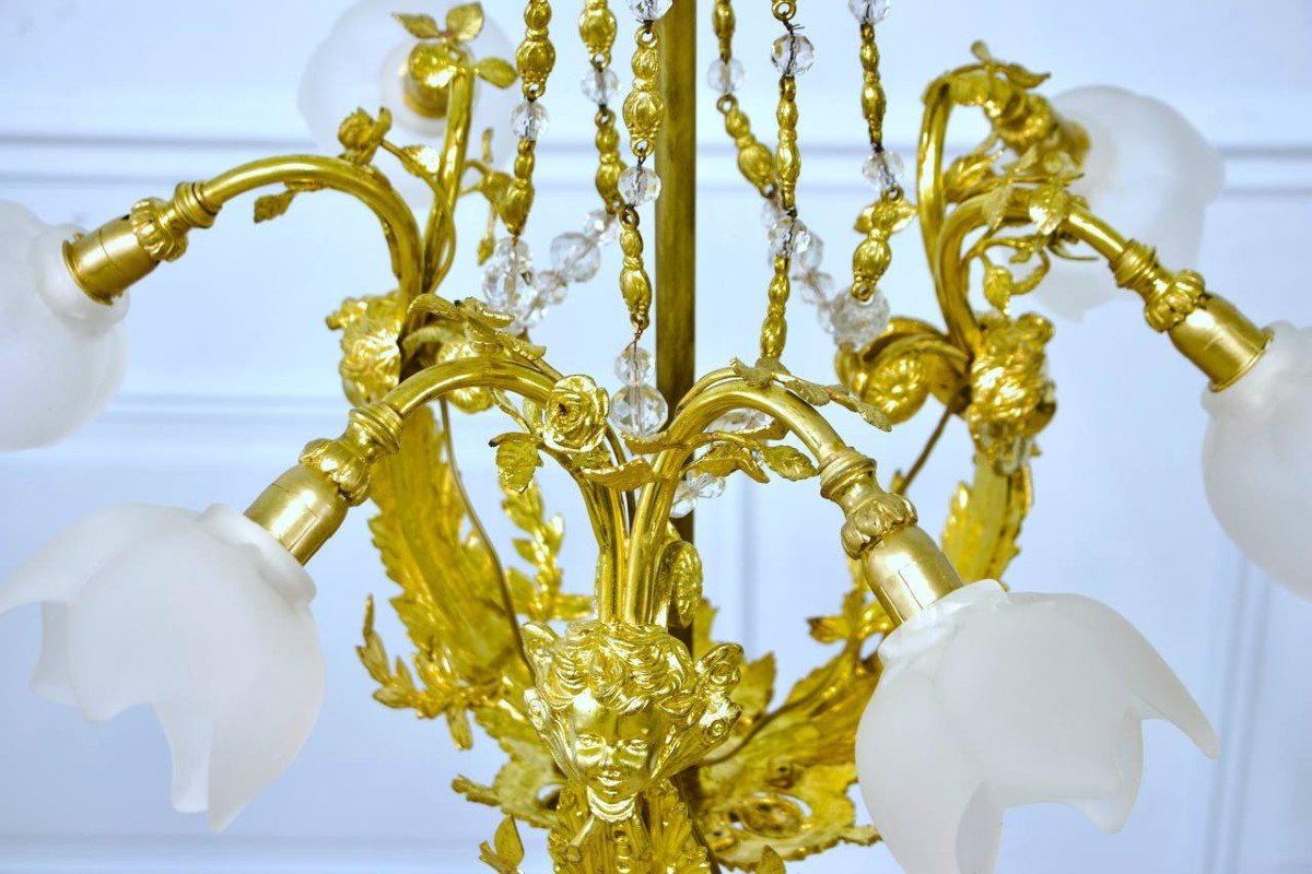 Louis XVI Style Gilt Bronze Chandelier-photo-7