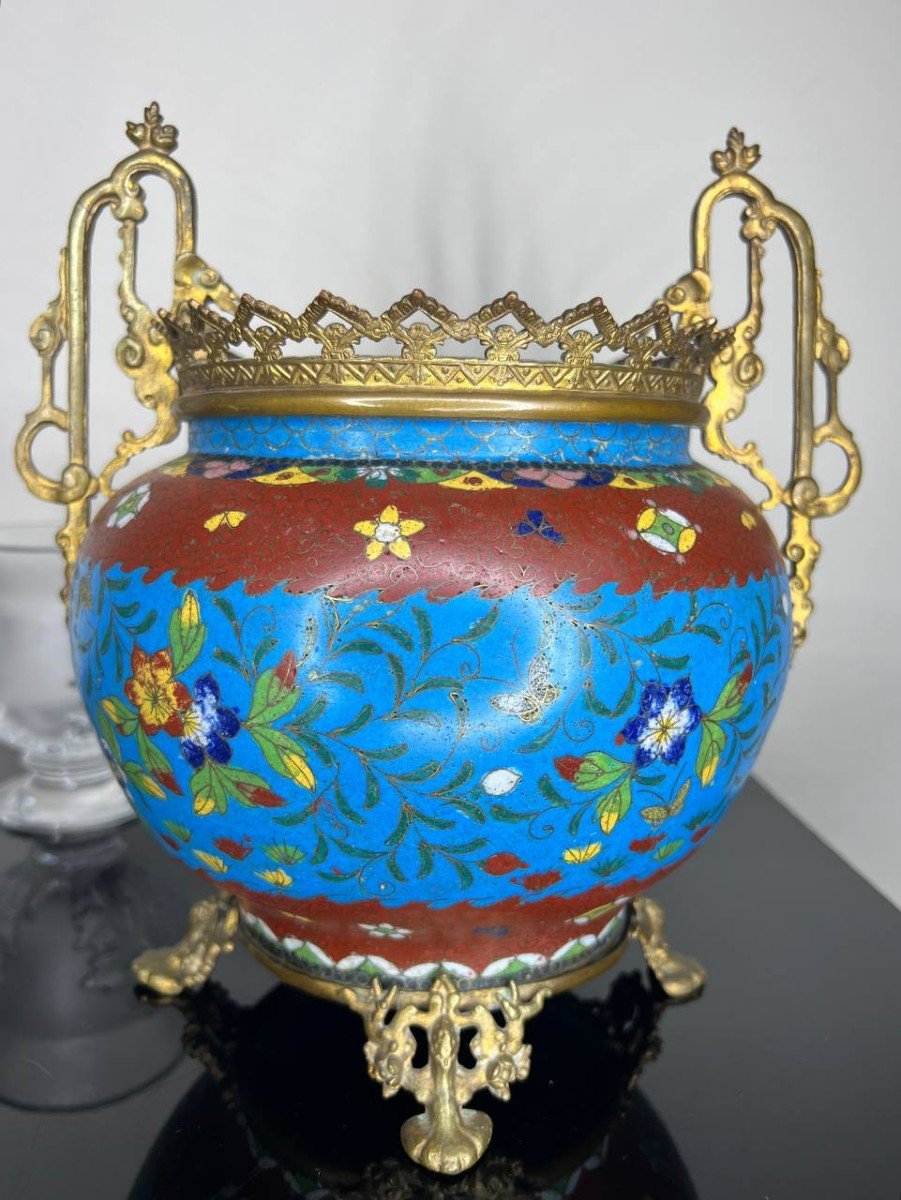 Cloisonné Enamel Vase Bronze Mount