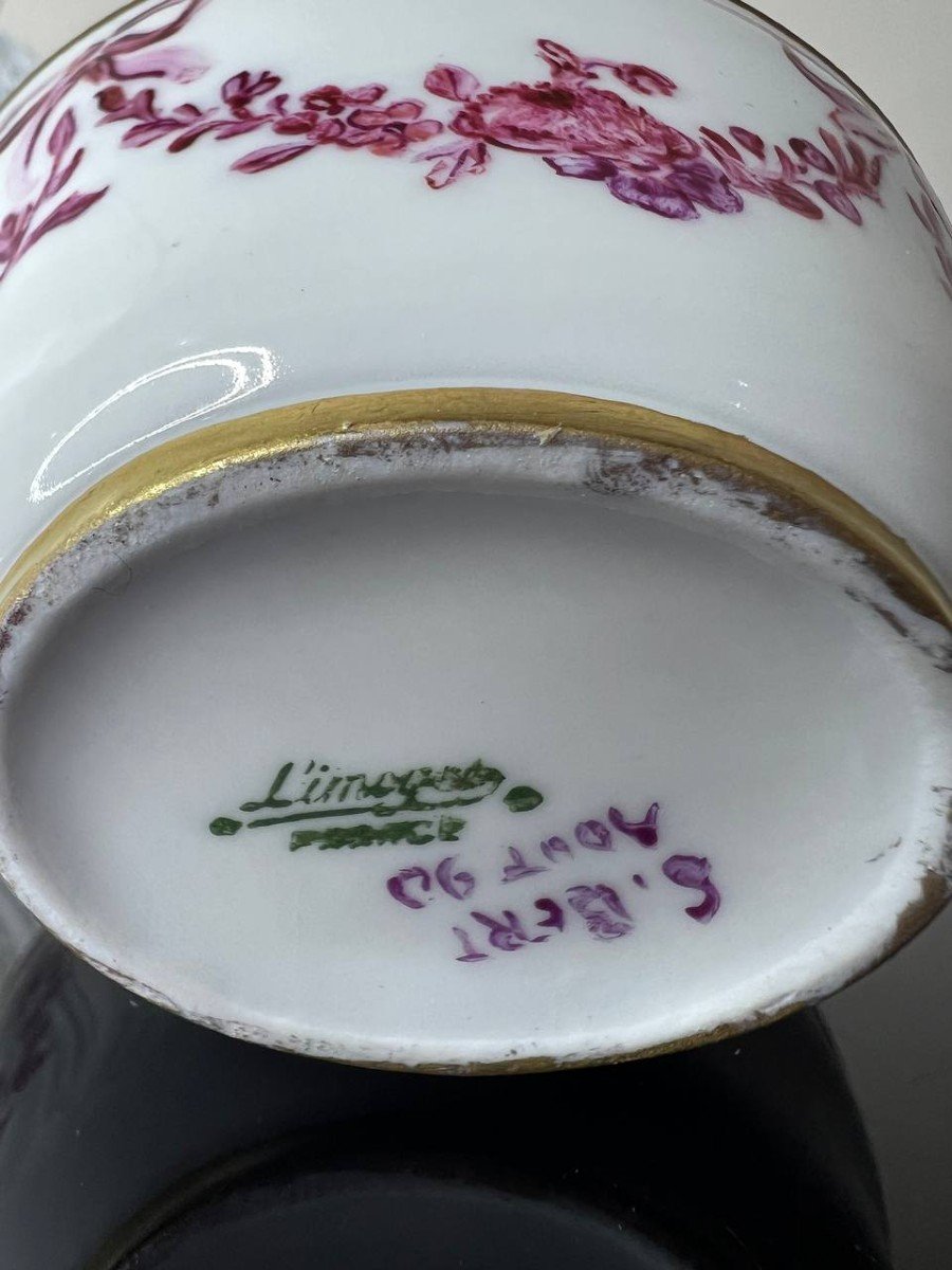 Bonbonnière à Couvercle , Petit Pot , Boîte En Porcelaine De Limoges , Peine à La Main.-photo-4