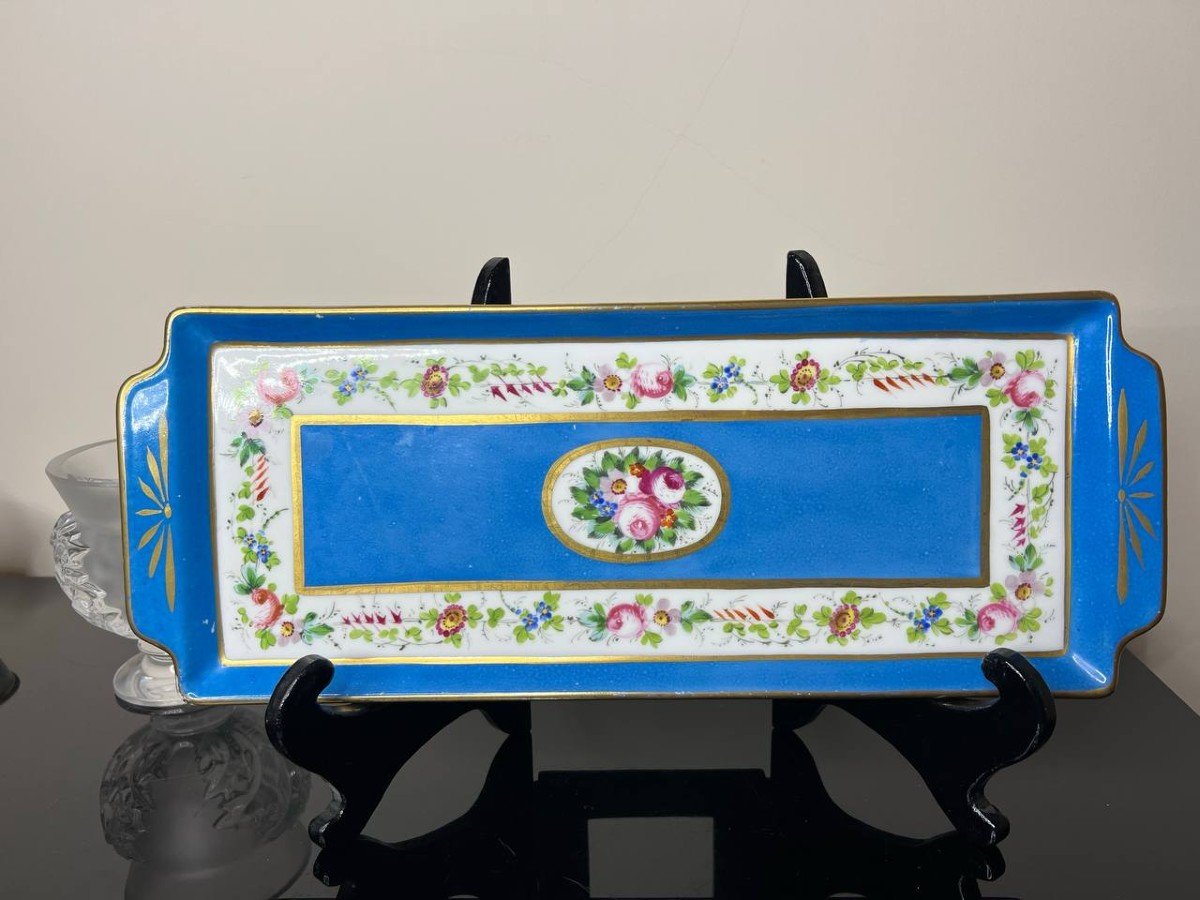 Plat En Porcelaine De Paris , Décor Fleurs, XIXe Napoléon III-photo-2