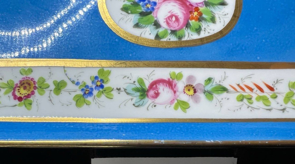 Plat En Porcelaine De Paris , Décor Fleurs, XIXe Napoléon III-photo-1