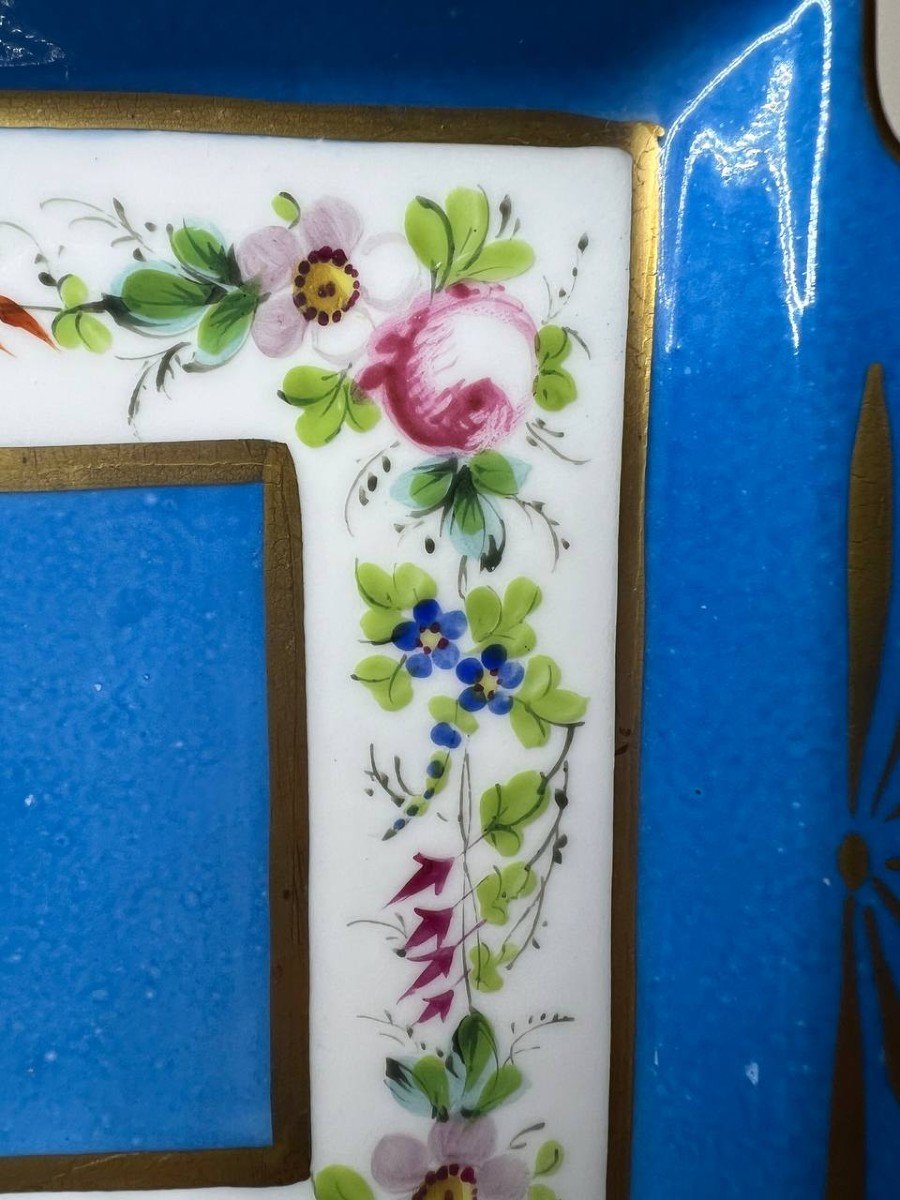 Plat En Porcelaine De Paris , Décor Fleurs, XIXe Napoléon III-photo-2