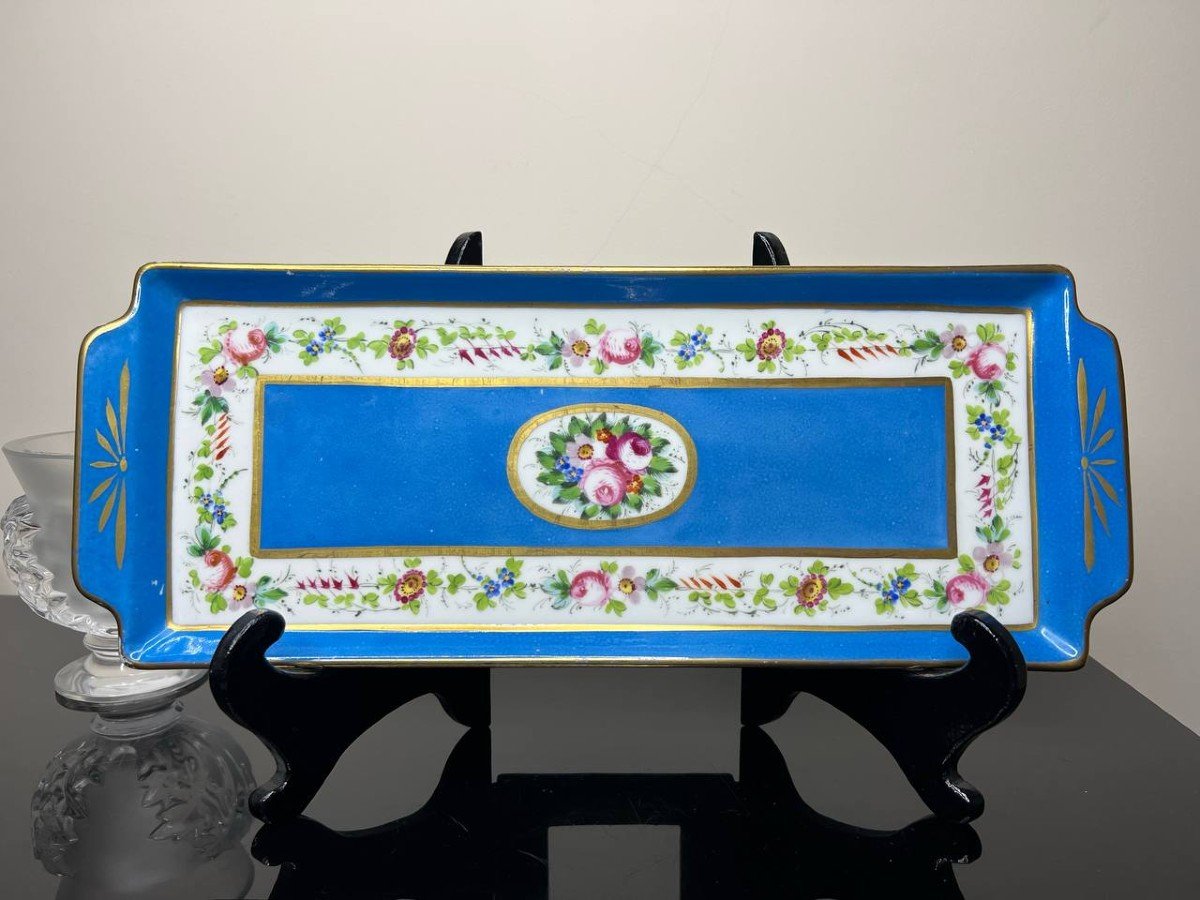 Plat En Porcelaine De Paris , Décor Fleurs, XIXe Napoléon III-photo-3