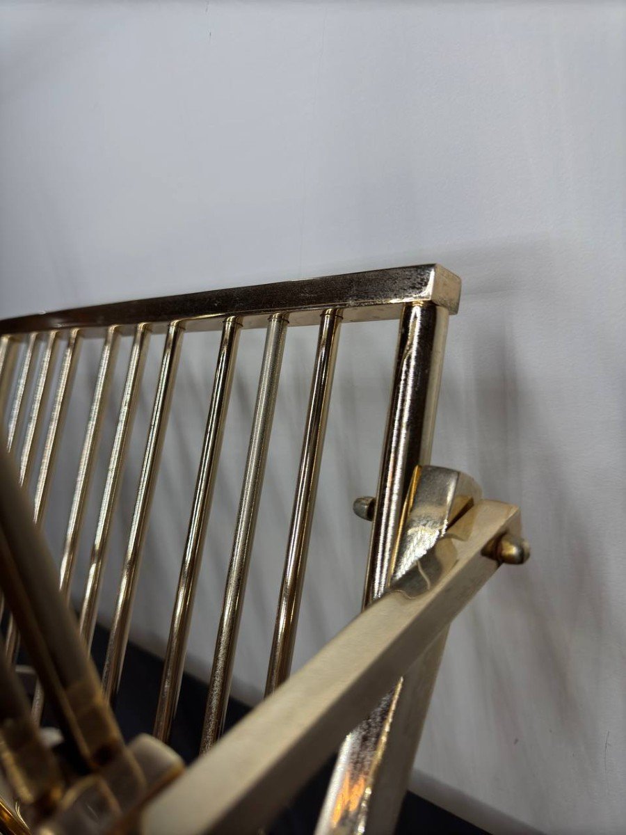 Polished Brass Magazine Rack, Italy, 1970s-photo-1