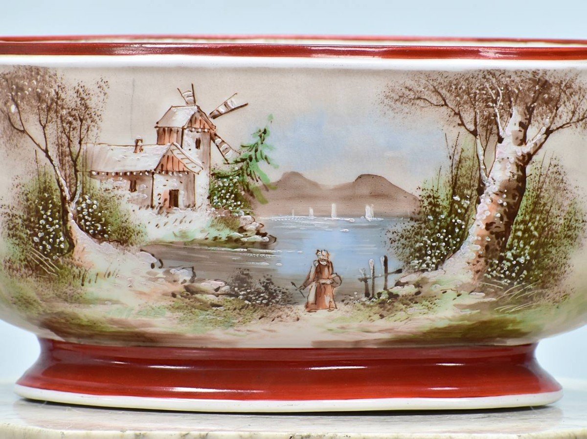 Jardiniere Or Cache Pot In Paris Porcelain Landscape Decor-photo-2