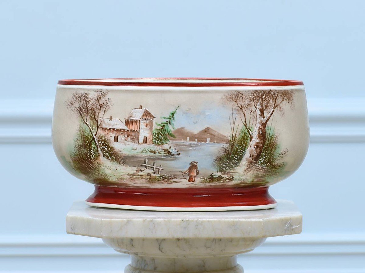 Jardiniere Or Cache Pot In Paris Porcelain Landscape Decor-photo-3