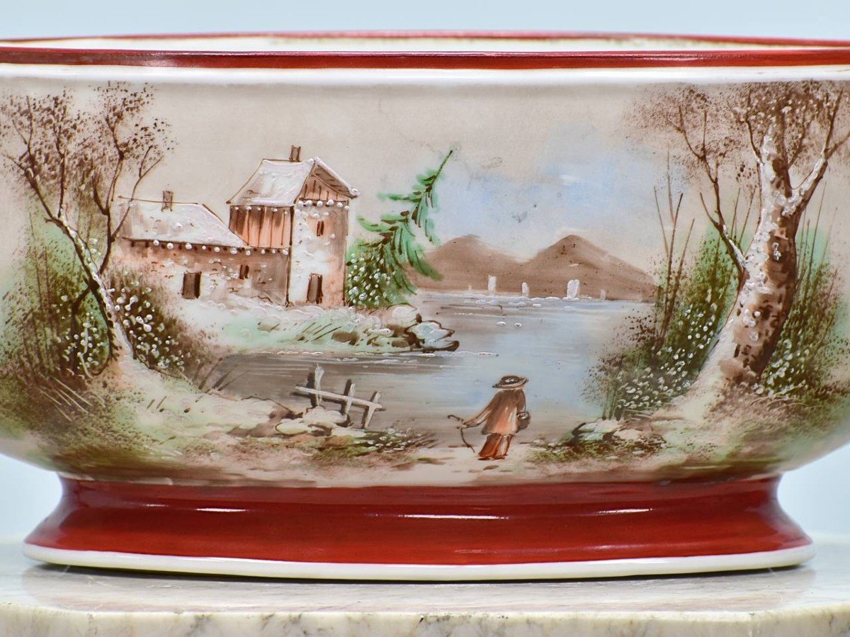 Jardiniere Or Cache Pot In Paris Porcelain Landscape Decor-photo-4