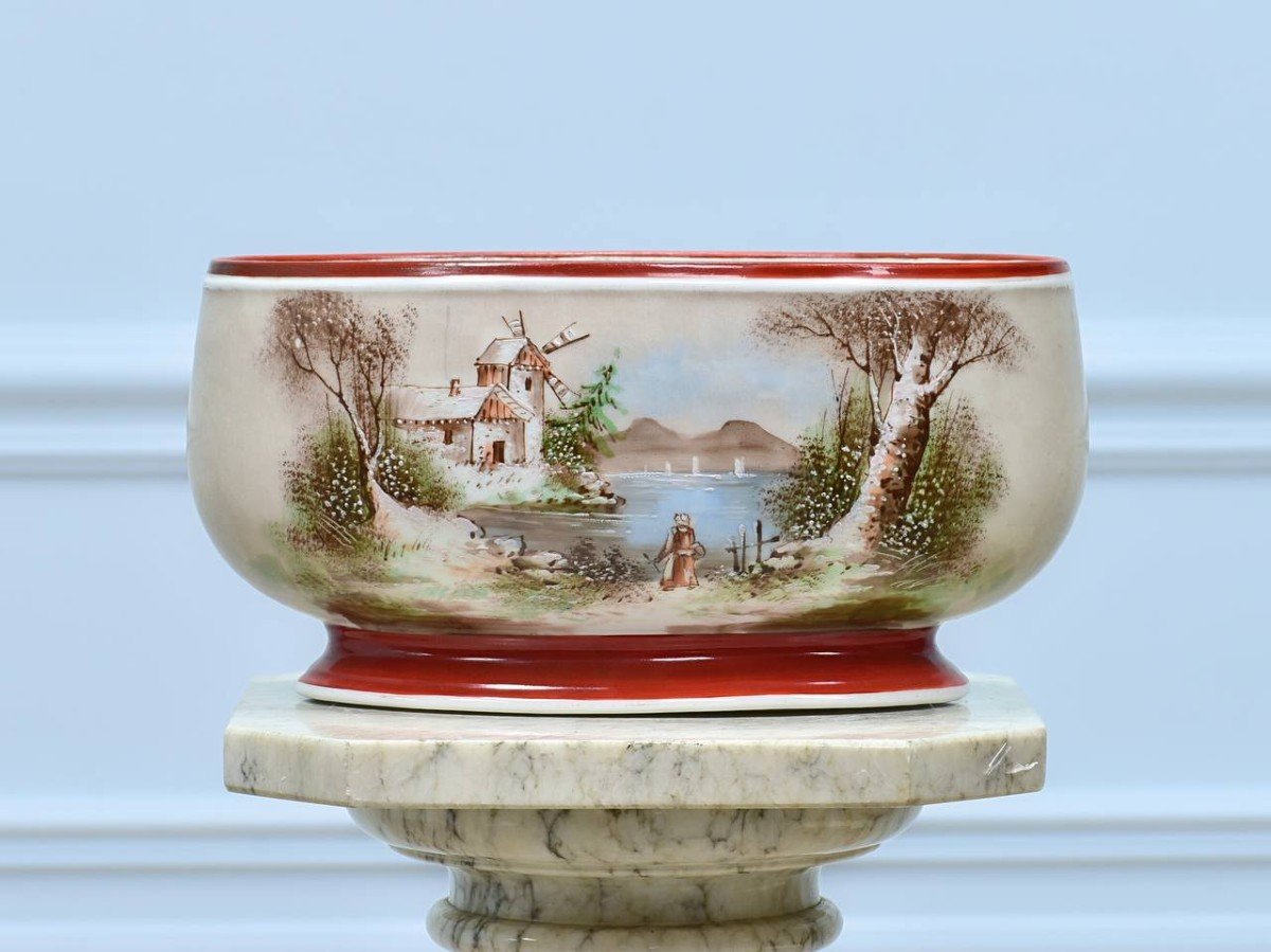 Jardiniere Or Cache Pot In Paris Porcelain Landscape Decor