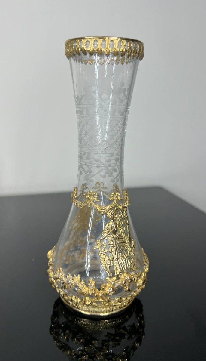 Cut Crystal Vase Late 19th Century Napoleon III Brass And Bronze-photo-3