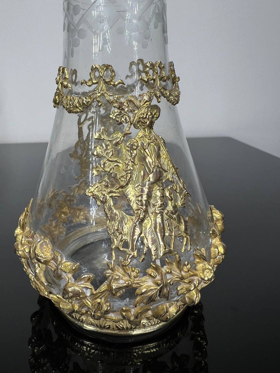 Cut Crystal Vase Late 19th Century Napoleon III Brass And Bronze-photo-1