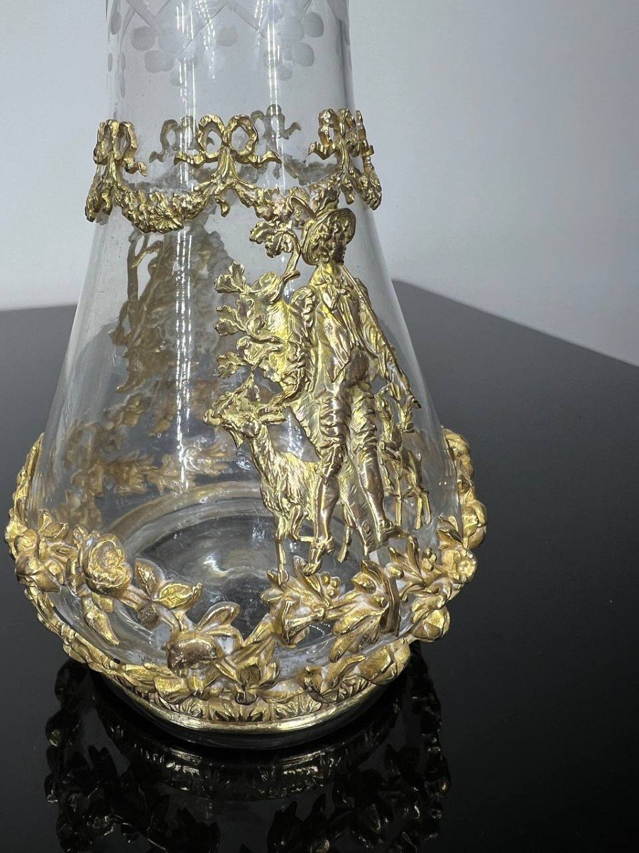 Cut Crystal Vase Late 19th Century Napoleon III Brass And Bronze-photo-2