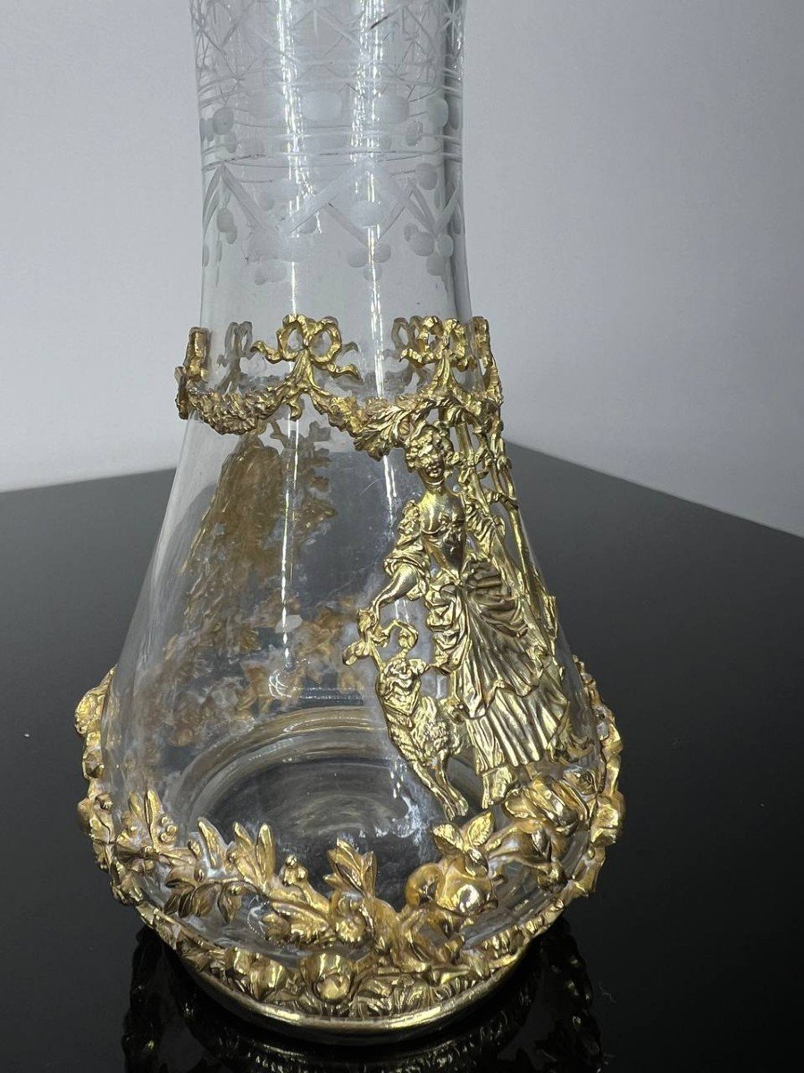 Cut Crystal Vase Late 19th Century Napoleon III Brass And Bronze-photo-3