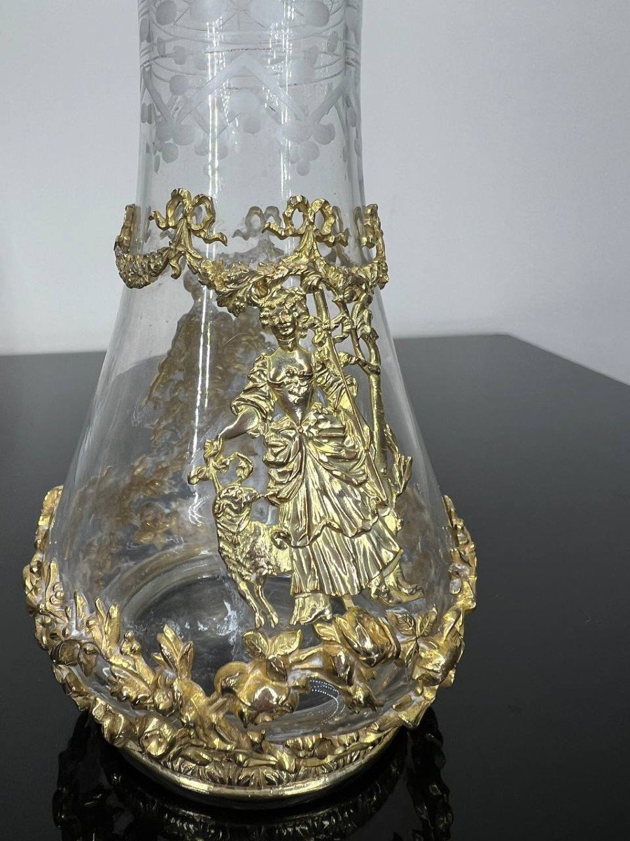 Cut Crystal Vase Late 19th Century Napoleon III Brass And Bronze-photo-4