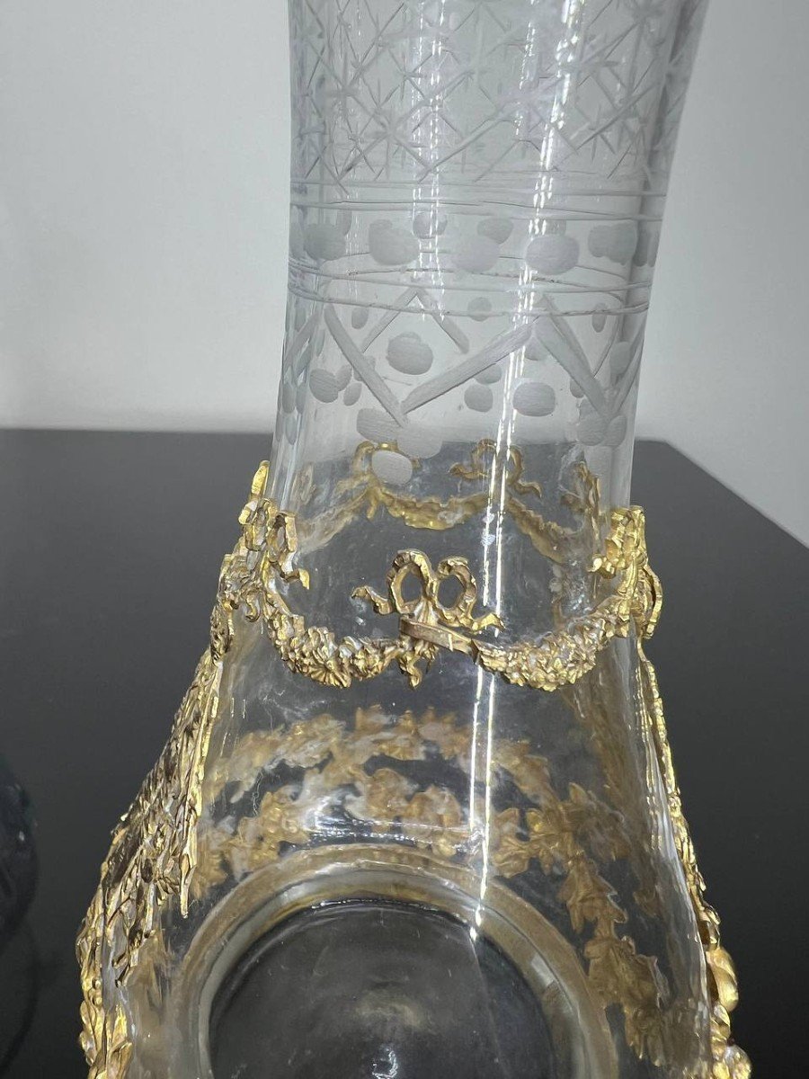 Cut Crystal Vase Late 19th Century Napoleon III Brass And Bronze-photo-7