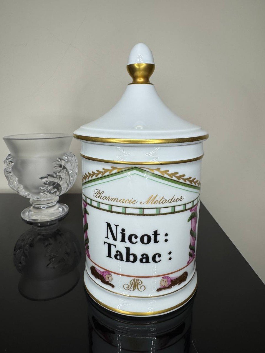 Porcelain Pharmacy Jar Goumot Labesse Limoges France Nicot 19th Century-photo-1