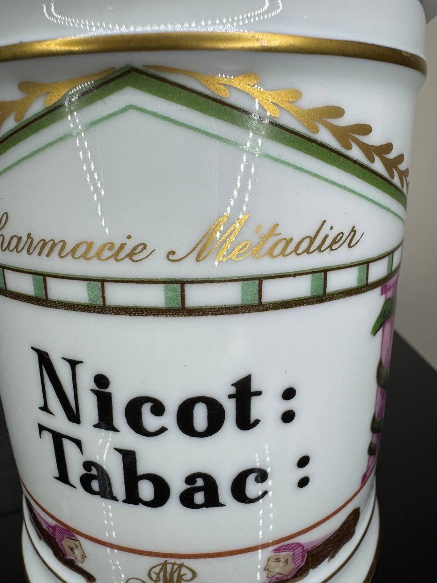 Porcelain Pharmacy Jar Goumot Labesse Limoges France Nicot 19th Century-photo-2