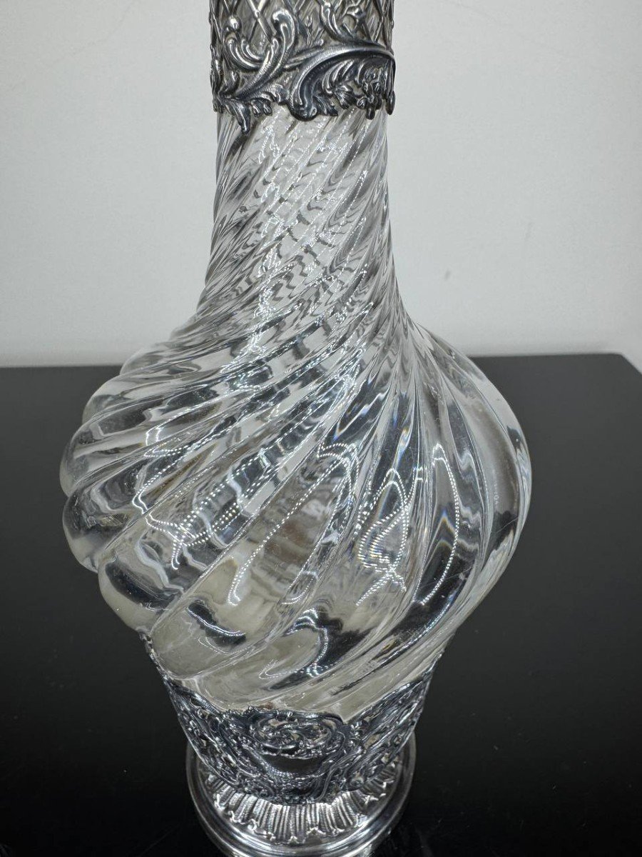 Carafe , Bouteille En Cristal Et Monture Argent Napoléon III XIXème-photo-4