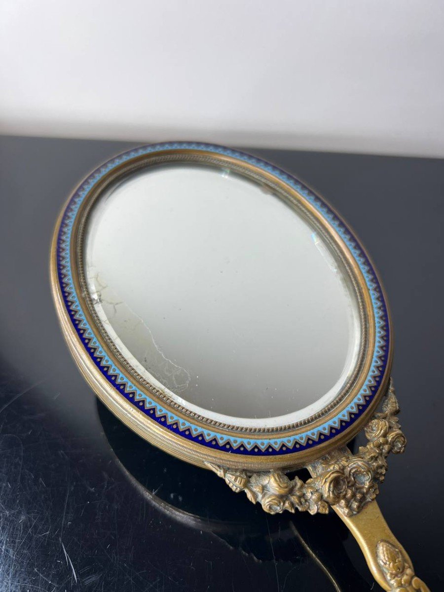 Mirror, Face To Face, In Bronze, Brass And Cloisonné Enamels-photo-8