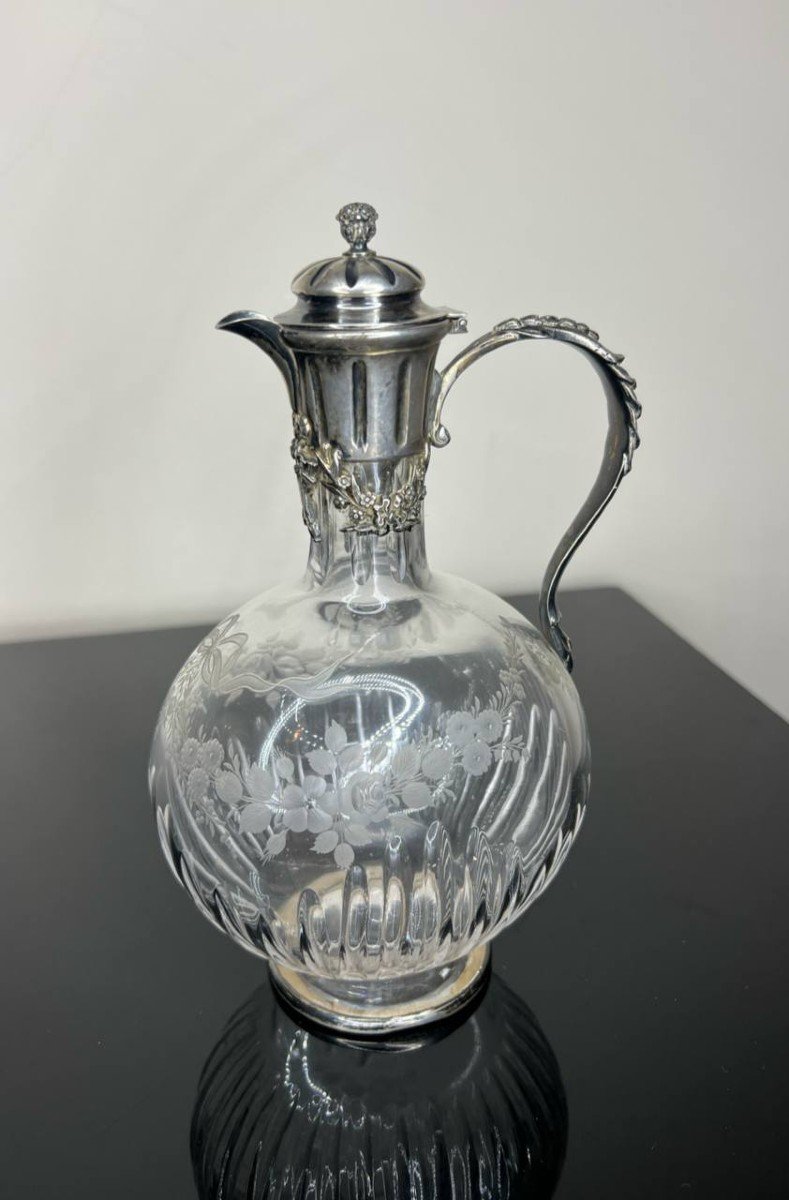 Silver And Engraved Crystal Ewer-photo-2