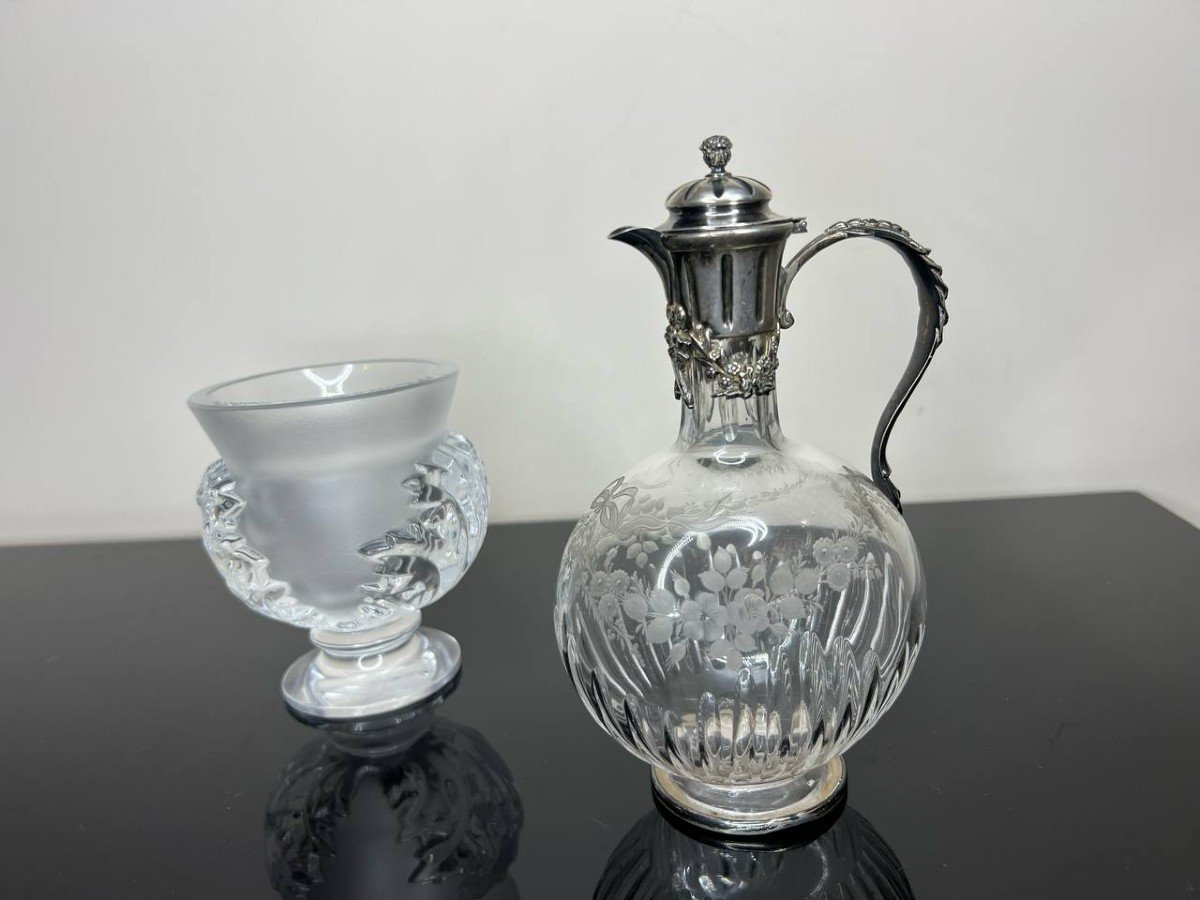 Silver And Engraved Crystal Ewer-photo-3