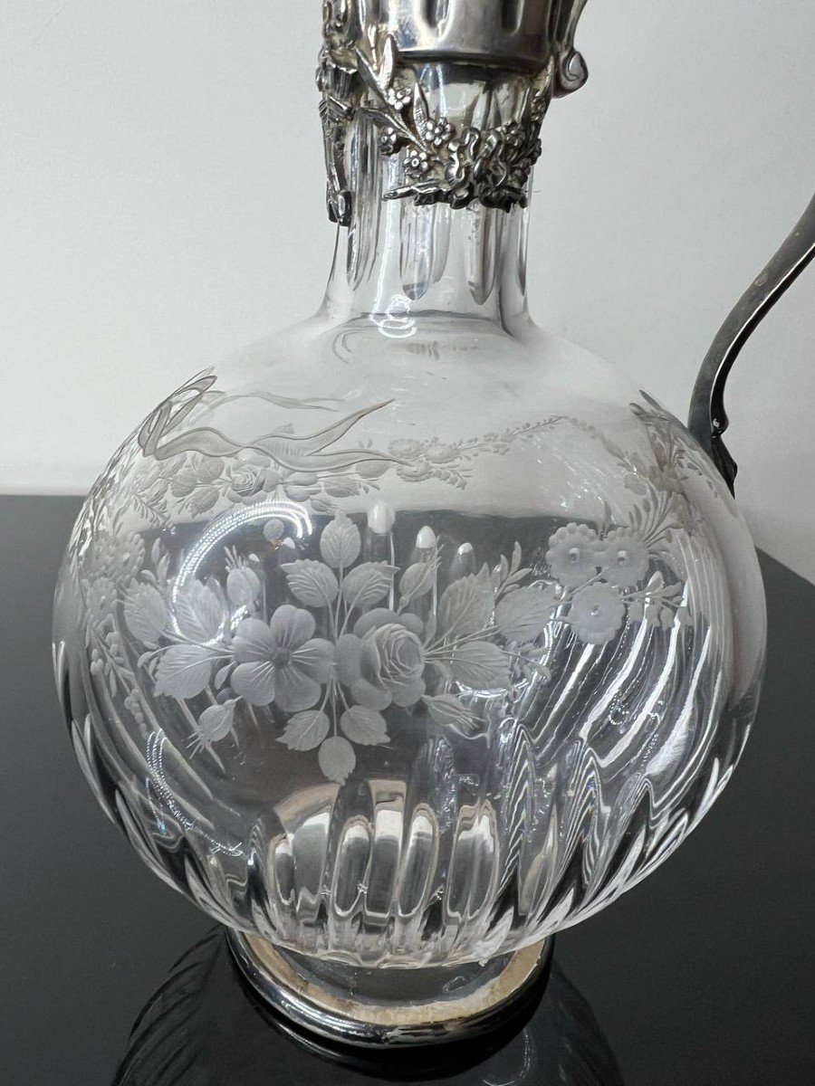 Silver And Engraved Crystal Ewer-photo-2