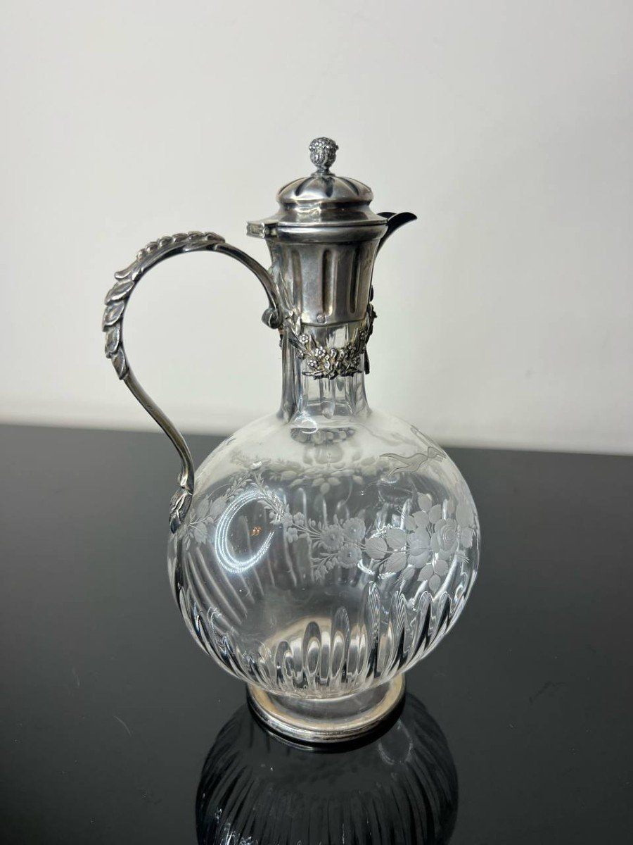 Silver And Engraved Crystal Ewer