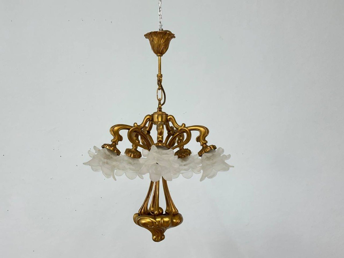 Lustre Art Nouveau En Bronze-photo-1