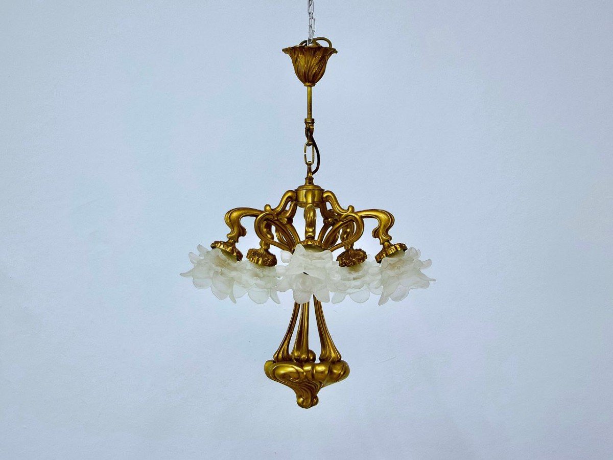 Lustre Art Nouveau En Bronze