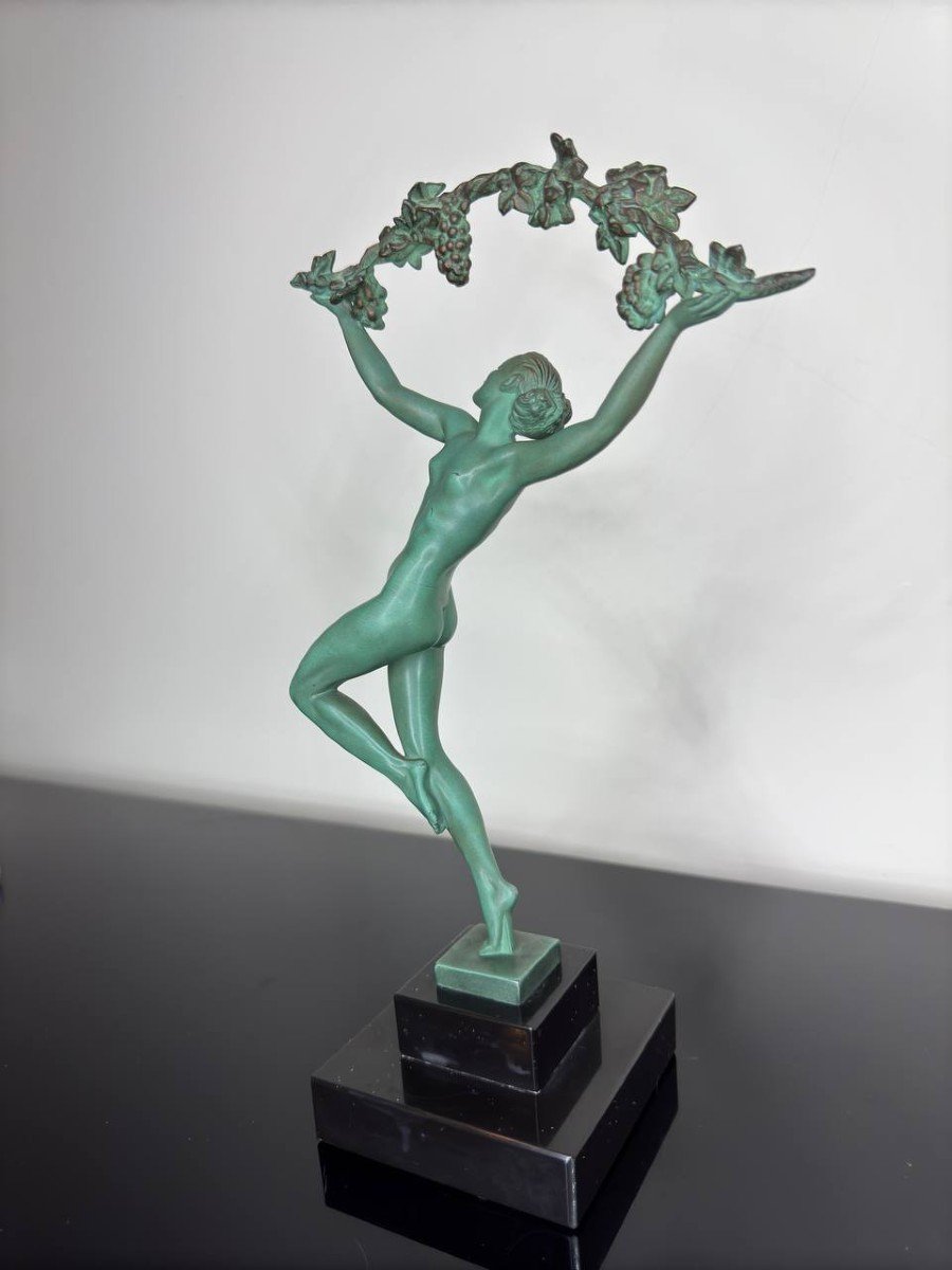 Sculpture Art Deco Danseuse Aux Raisins-photo-2