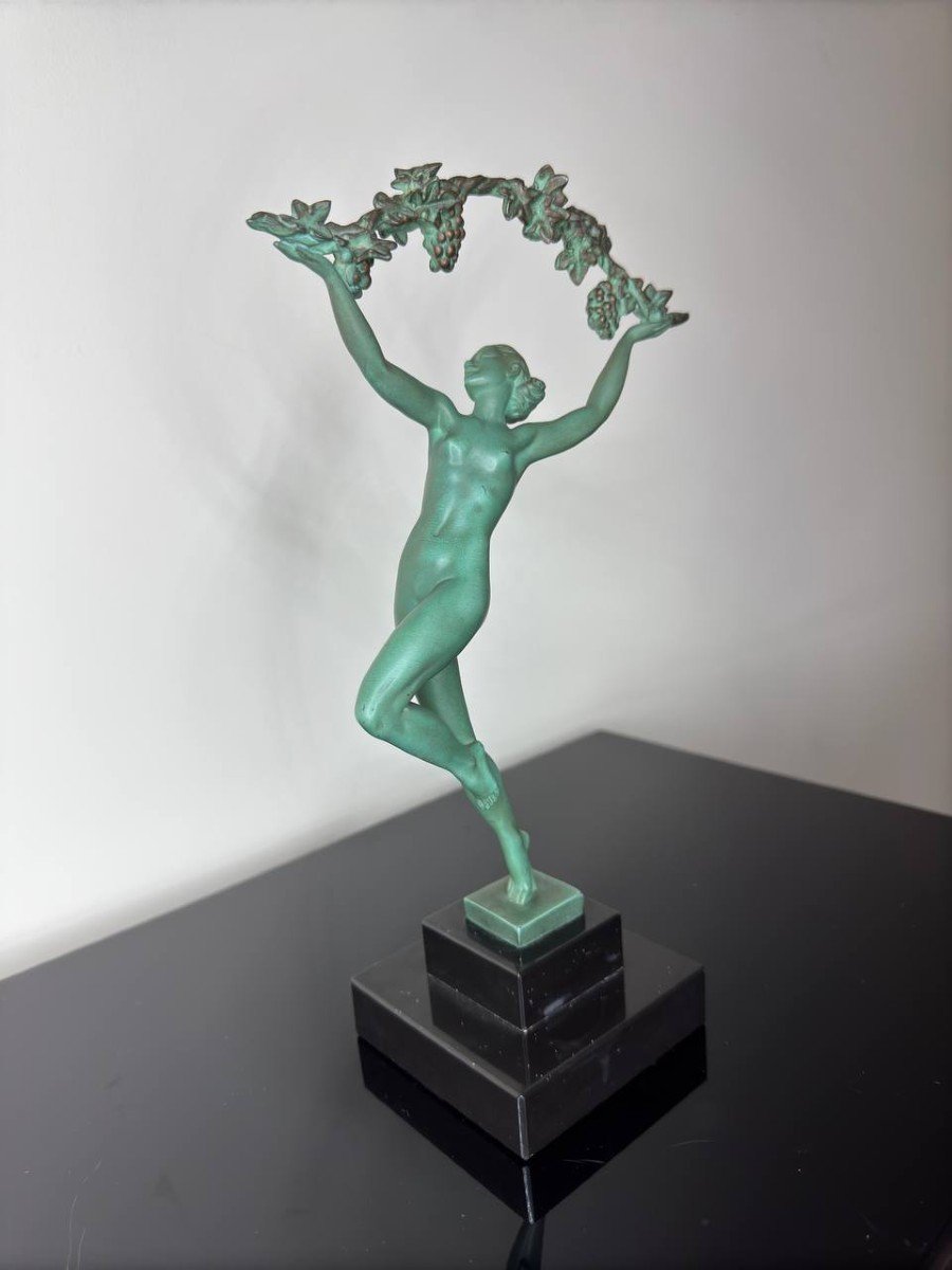 Sculpture Art Deco Danseuse Aux Raisins-photo-3