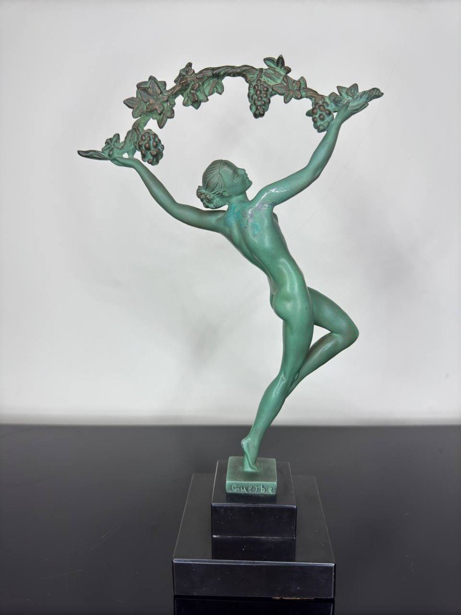 Sculpture Art Deco Danseuse Aux Raisins-photo-4