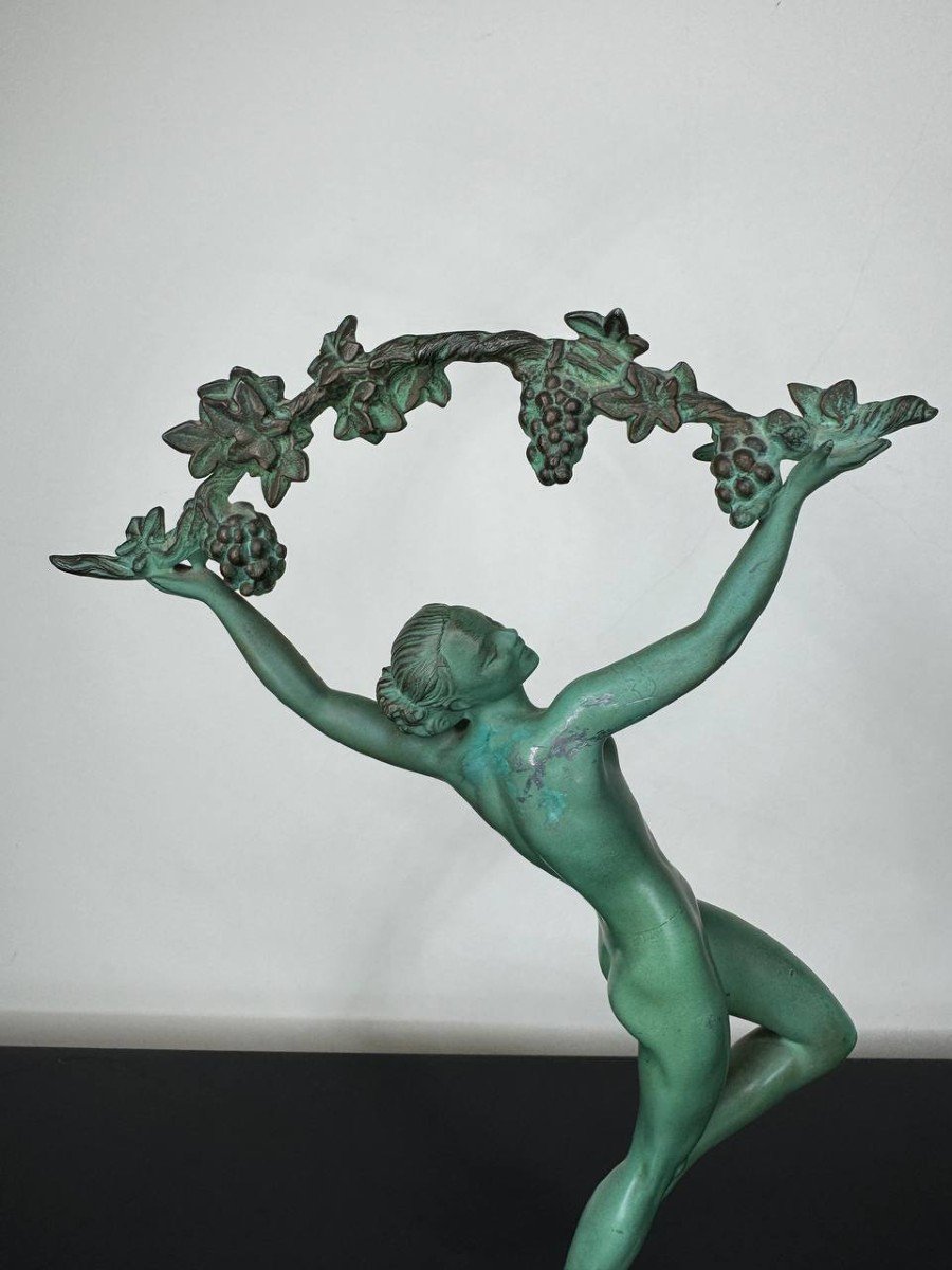 Sculpture Art Deco Danseuse Aux Raisins-photo-2