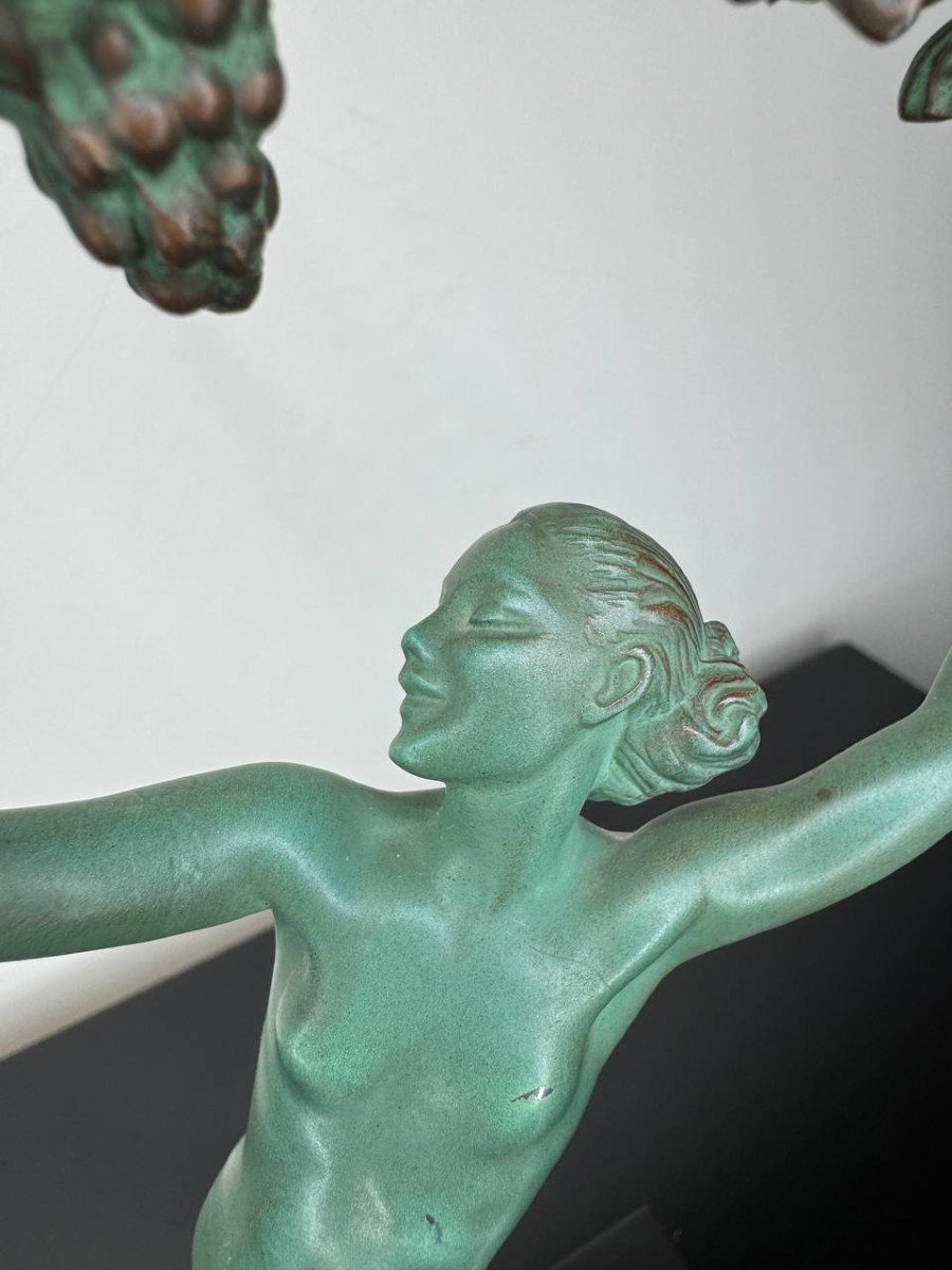 Sculpture Art Deco Danseuse Aux Raisins-photo-3