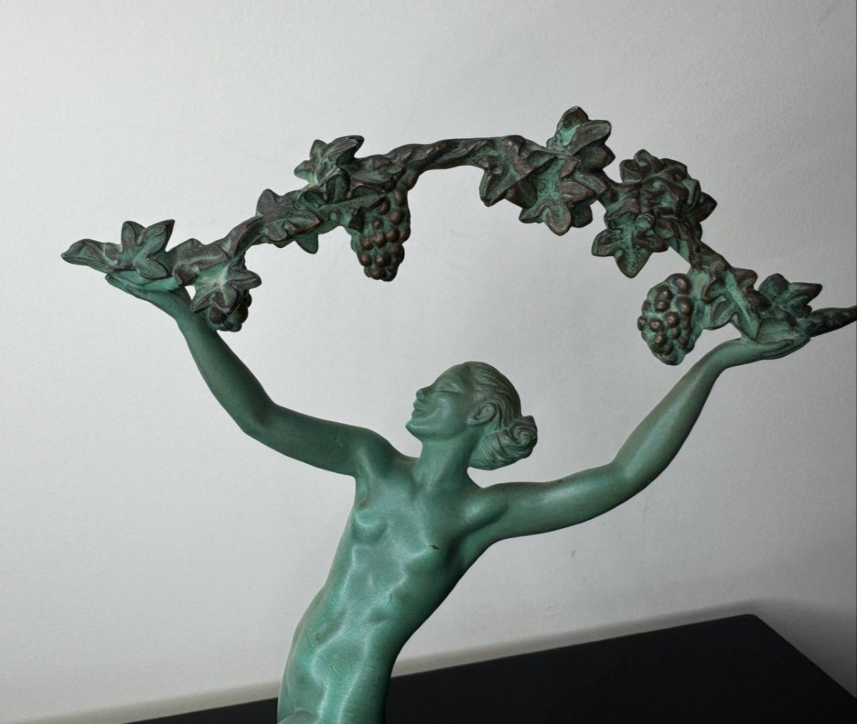 Sculpture Art Deco Danseuse Aux Raisins-photo-4