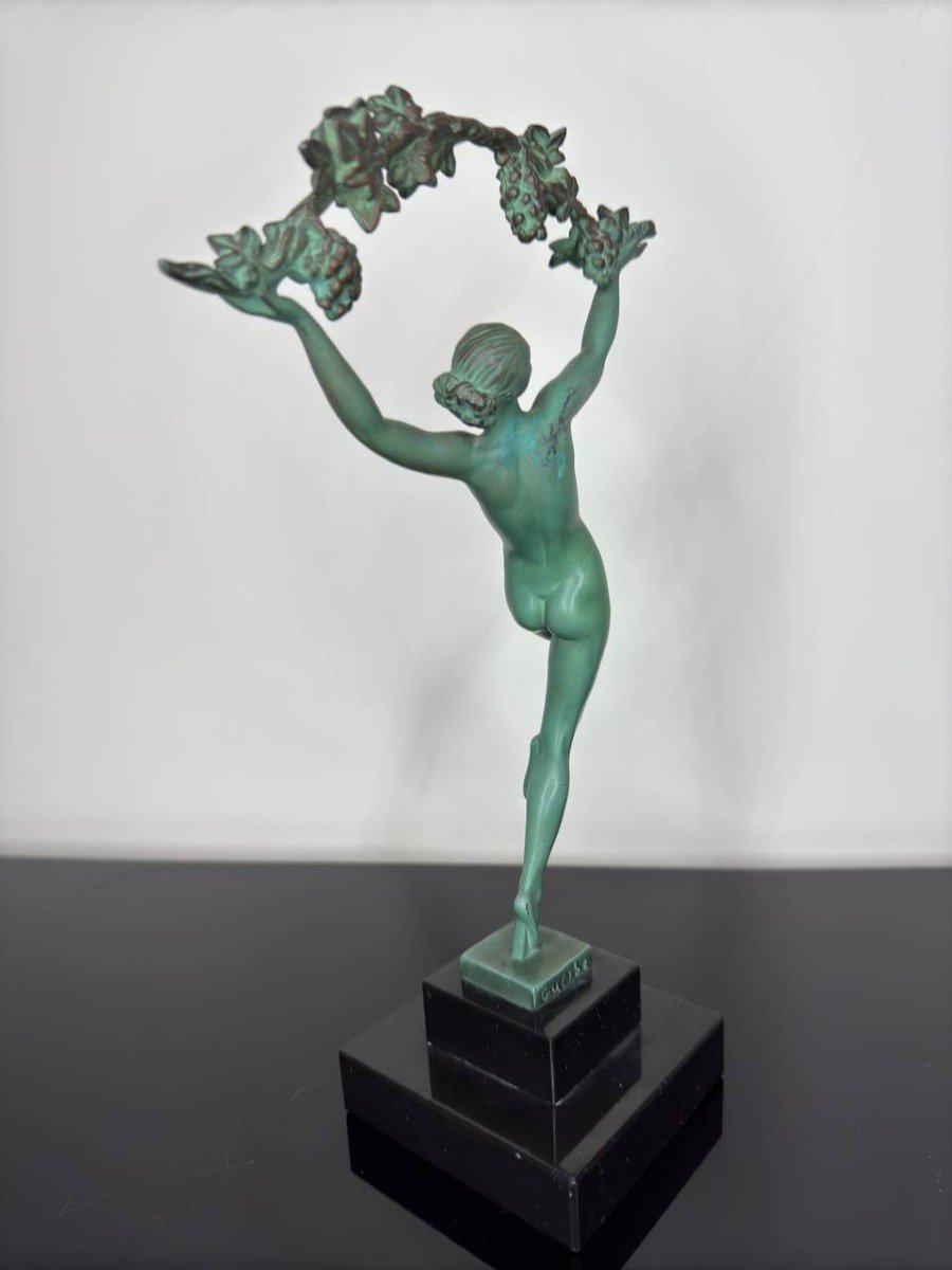 Sculpture Art Deco Danseuse Aux Raisins-photo-5