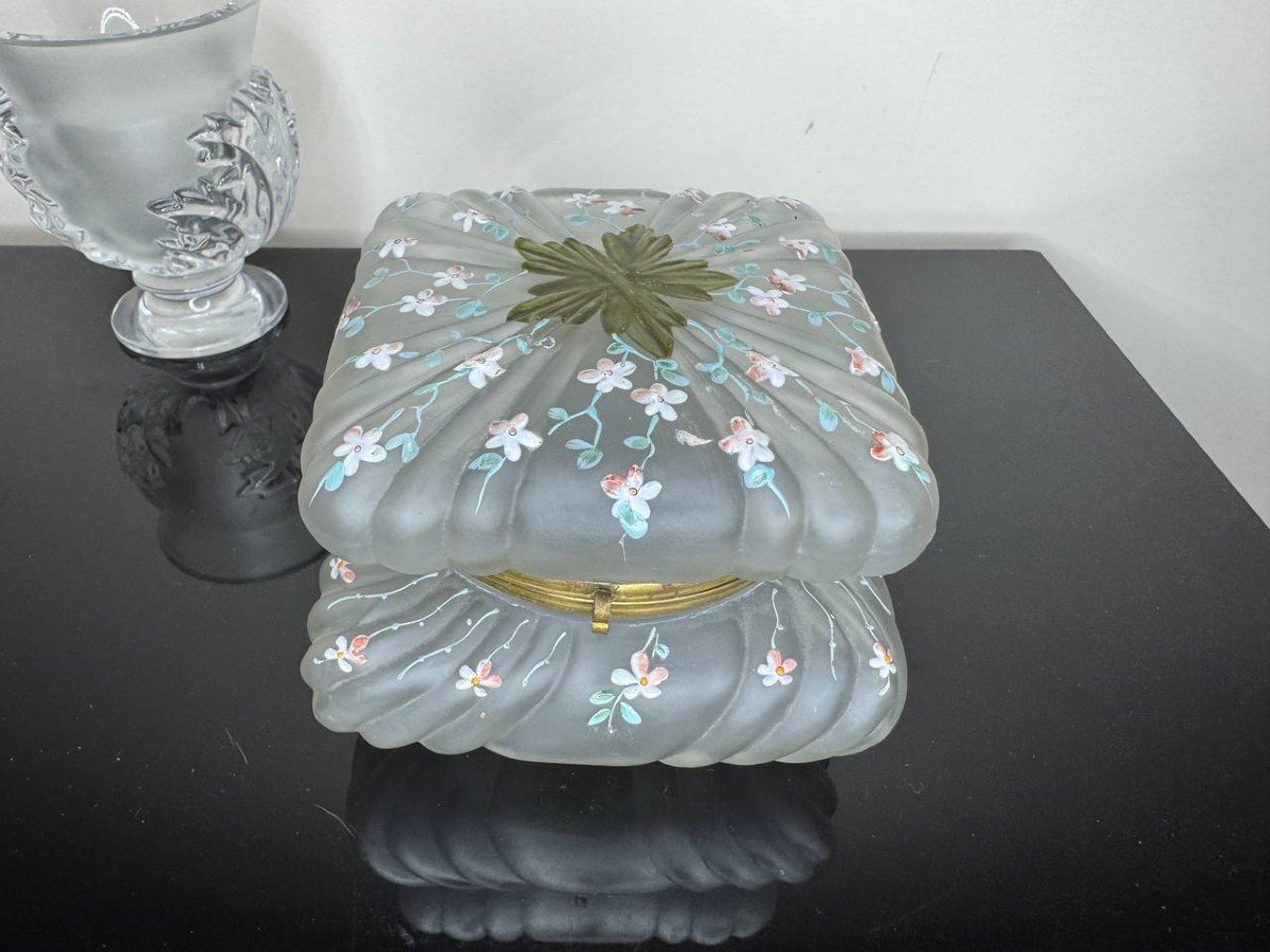 Napoleon III Flowers Enameled Glass Box-photo-4