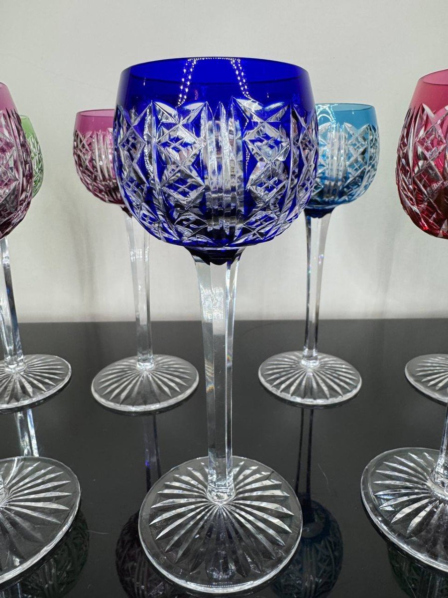 11 Verres Couleur En Cristal De Saint Louis, Riesling-photo-2