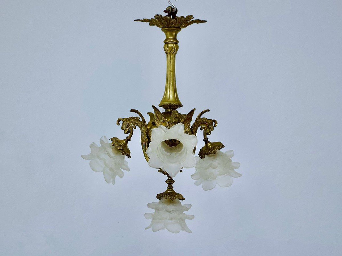 Antique Solid Bronze Chandelier-photo-4