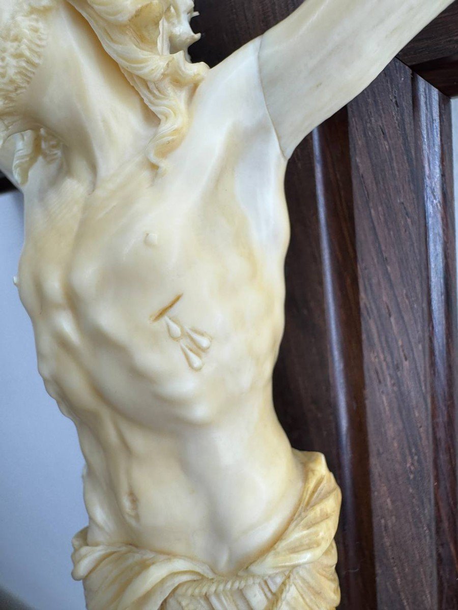 Crucifix Formed Of A Carved Ivory Christ On A Rosewood Cross-photo-2