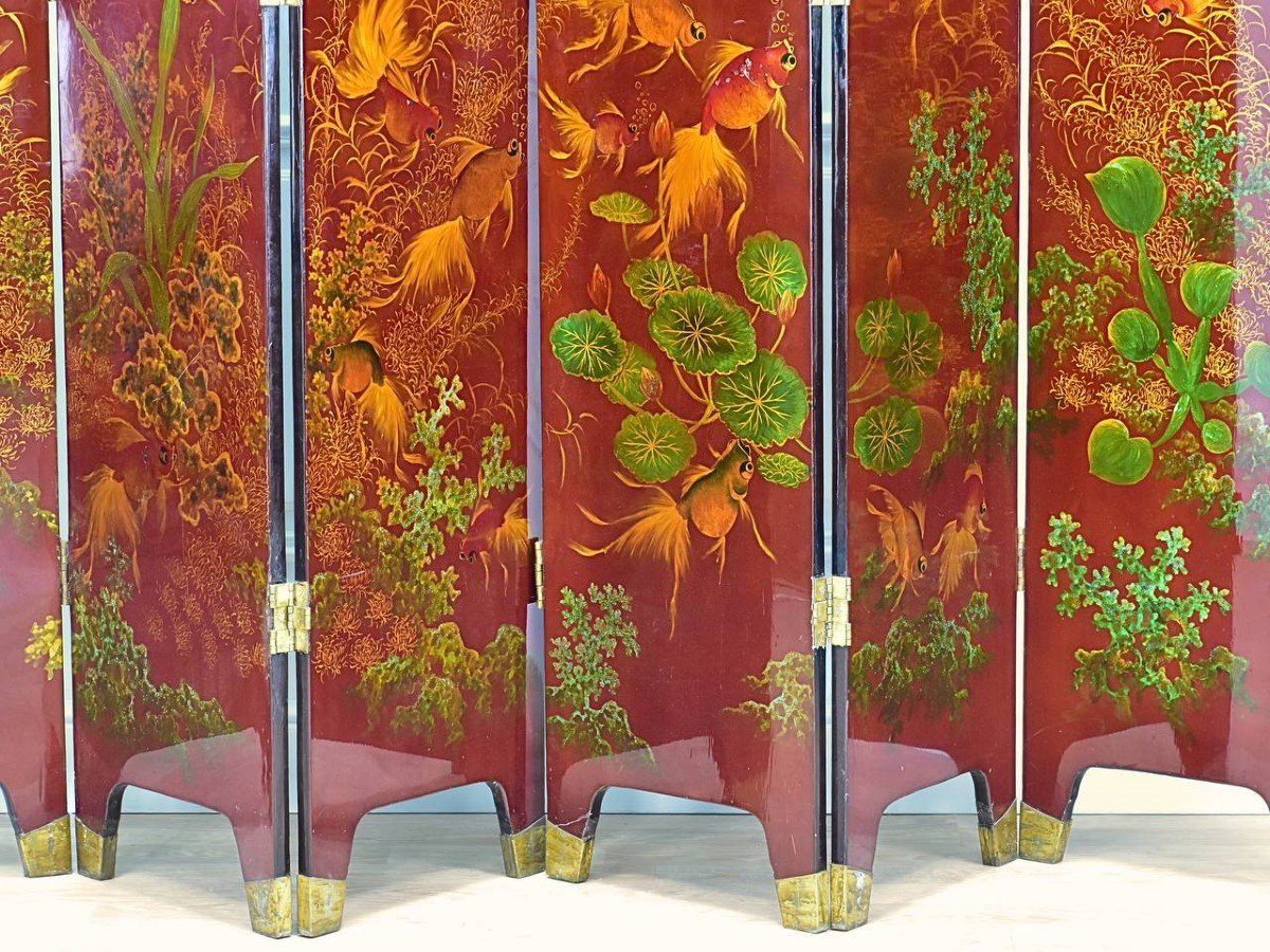 Six-leaf Lacquer Screen Double-sided Decor-photo-2