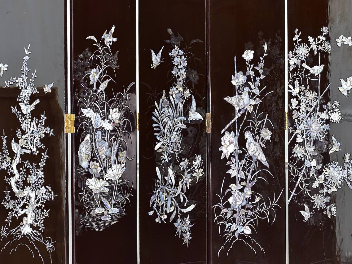 Six-leaf Lacquer Screen Double-sided Decor-photo-3