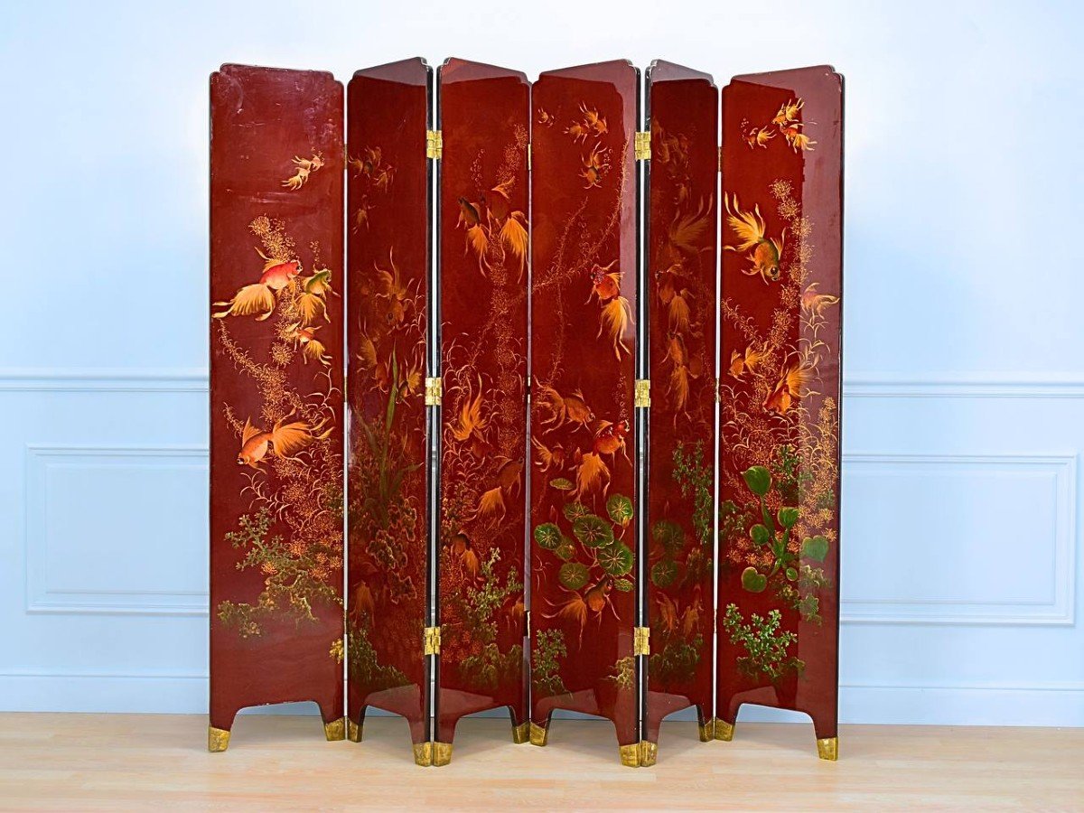 Six-leaf Lacquer Screen Double-sided Decor-photo-4