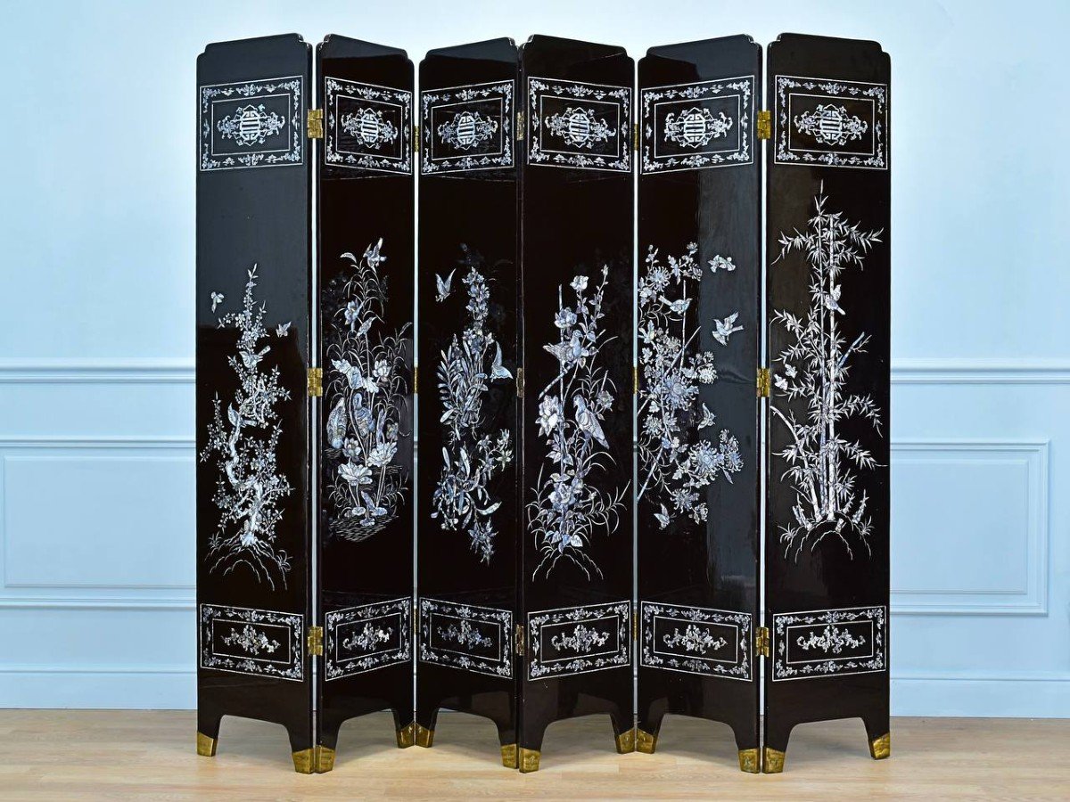 Six-leaf Lacquer Screen Double-sided Decor