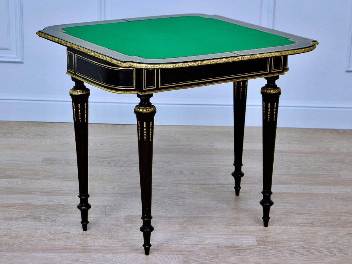 Console Table Games In Blackened Wood, Napoleon III Period – Mid 19th Century-photo-2