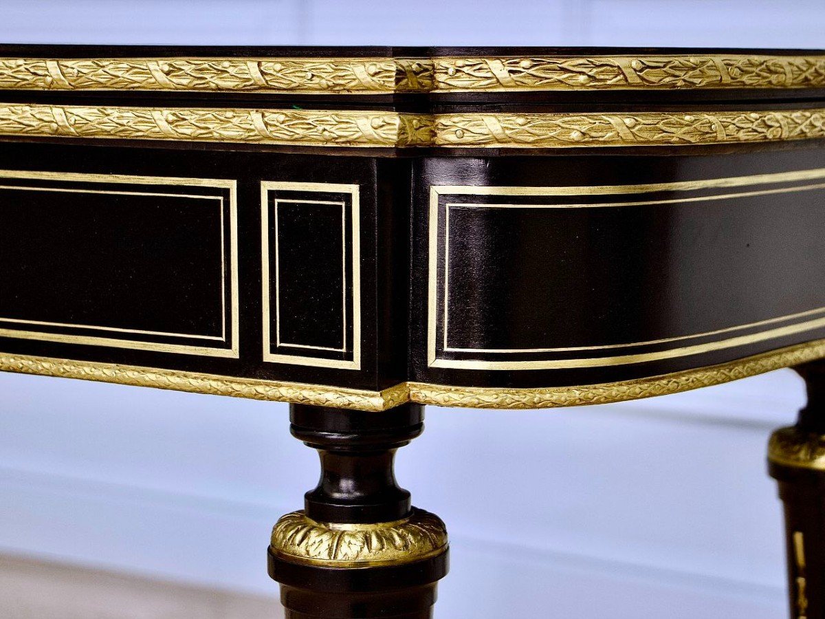 Console Table Games In Blackened Wood, Napoleon III Period – Mid 19th Century-photo-2