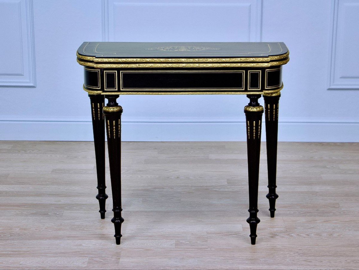 Console Table Games In Blackened Wood, Napoleon III Period – Mid 19th Century