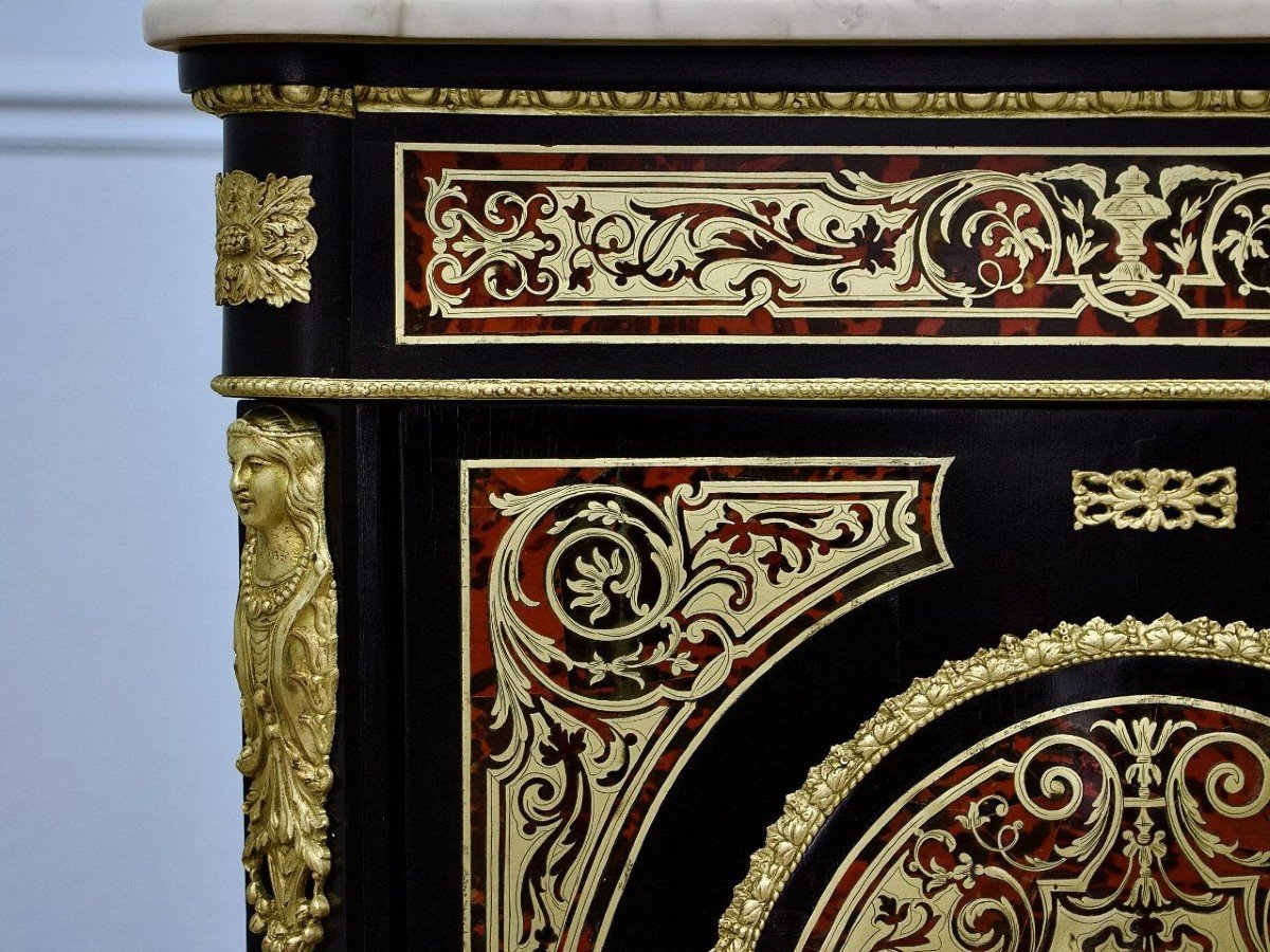 “boulle” Marquetry Entry Cabinet, Napoleon III Period - Mid-19th Century-photo-3