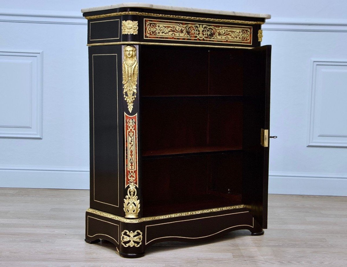 “boulle” Marquetry Entry Cabinet, Napoleon III Period - Mid-19th Century-photo-4