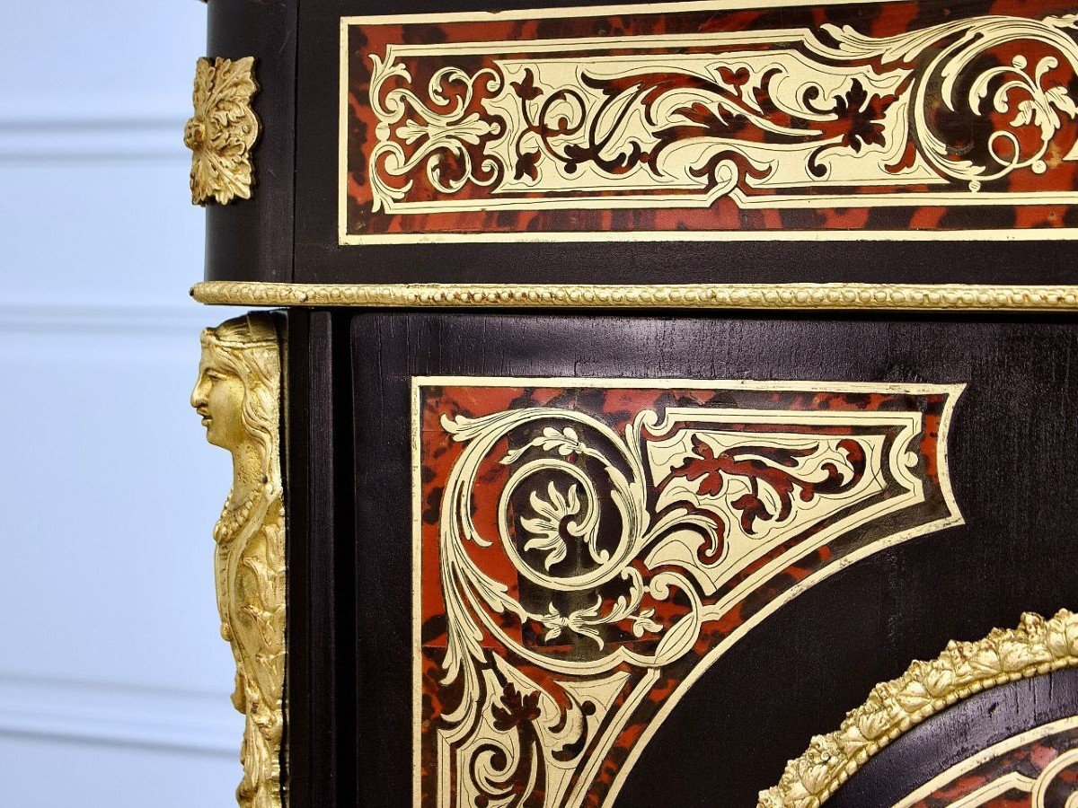 “boulle” Marquetry Entry Cabinet, Napoleon III Period - Mid-19th Century-photo-6